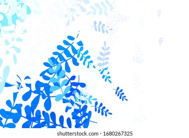 Light BLUE vector doodle pattern with leaves. Modern geometrical abstract illustration with leaves. New template for your design.