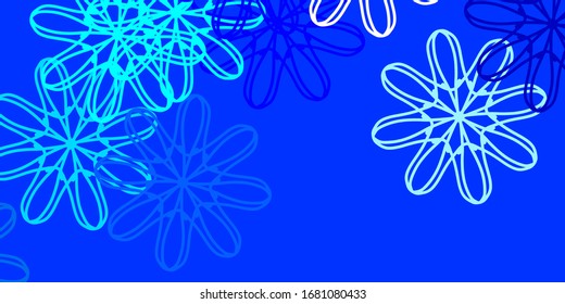 Light BLUE vector doodle pattern with flowers. Colorful flowers in natural style on simple background. Pattern for women day promotion.