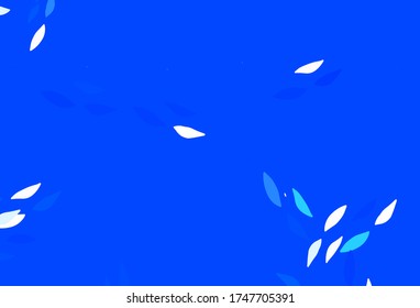 Light BLUE vector doodle pattern with leaves. Sketchy doodles with leaves on blurred background. Brand new design for your business.