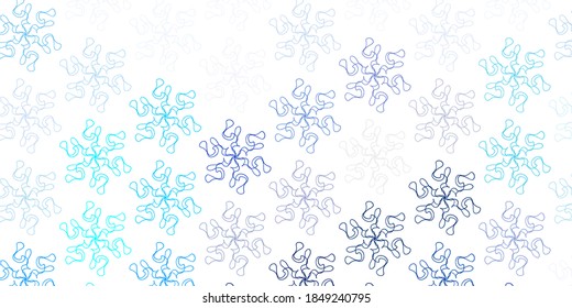 Light blue vector doodle pattern with flowers. Colorful flowers in natural style on simple background. Smart design for leaflets, books.