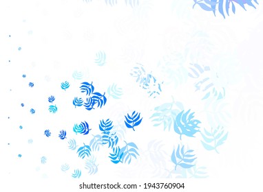 Light BLUE vector doodle pattern with leaves. Shining colored illustration with leaves in doodle style. A new texture for your wallpaper design.