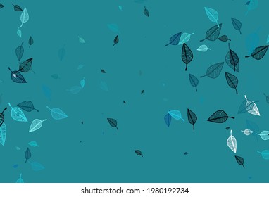 Light BLUE vector doodle pattern. Doodle illustration of leaves in Origami style with gradient. Doodle design for your web site.