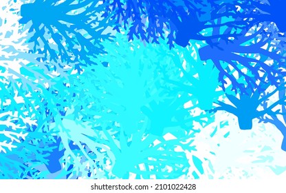 Light BLUE vector doodle pattern with leaves, branches. Abstract illustration with leaves, branches in doodles style. Pattern for wallpapers, coloring books.