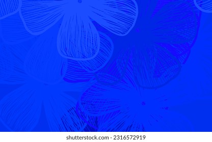 Light BLUE vector doodle pattern with flowers Illustration with colorful abstract doodle flowers. Template for backgrounds of cell phones.