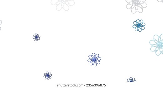 Light BLUE vector doodle pattern with flowers. Simple design with flowers on abstarct background. Colorful pattern for spring parties.