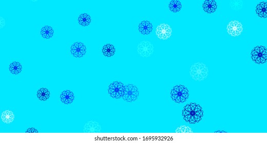 Light BLUE vector doodle template with flowers. Colorful flowers in natural style on simple background. Pattern for website designs.