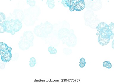 Light BLUE vector doodle template with flowers. Flowers in natural style on white background. The best design for your business.