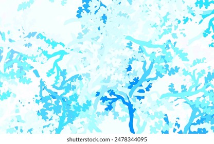 Light BLUE vector doodle template with leaves, branches. Creative illustration in blurred style with leaves, branches. Template for backgrounds of cell phones.