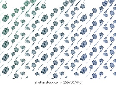 Light BLUE vector doodle texture. Shining colorful illustration with leaves in doodle style. Pattern for wallpapers and coloring books.