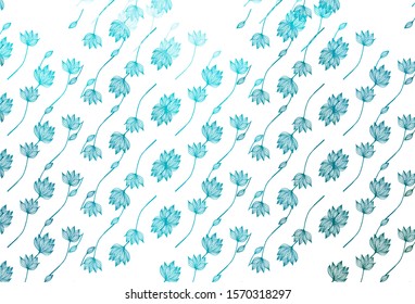 Light BLUE vector doodle texture. Abstract leaves with gradient on simple background. Hand painted design for wrapping, wallpaper.