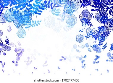 Light BLUE vector doodle texture with leaves. Decorative illustration with doodles on abstract template. Pattern for wallpapers, coloring books.