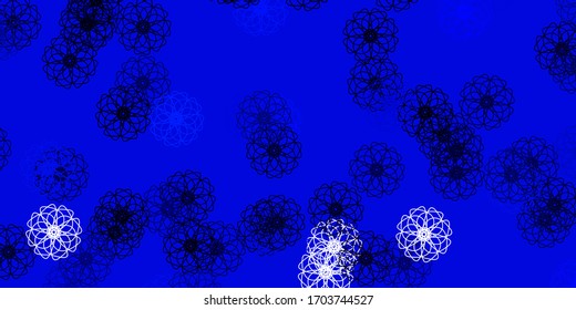 Light BLUE vector doodle texture with flowers. Colorful flowers in natural style on simple background. Pattern for website designs.