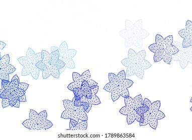Textura de doodle vectorial AZUL claro con flores. Ilustración colorida al estilo doodle con flores. Diseño pintado a mano para web, envoltura.