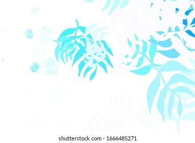 Light BLUE vector elegant background with leaves. Colorful illustration in doodle style with leaves. Brand new style for your business design.