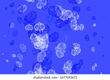 Light BLUE vector elegant background with flowers. Colorful illustration with flowers in doodle style. Pattern for wallpapers, coloring books.