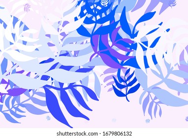 Light BLUE vector elegant background with leaves. leaves on blurred abstract background with gradient. New design for your business.