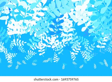 Light BLUE vector elegant background with leaves. Doodle illustration of leaves in Origami style with gradient. The best design for your business.