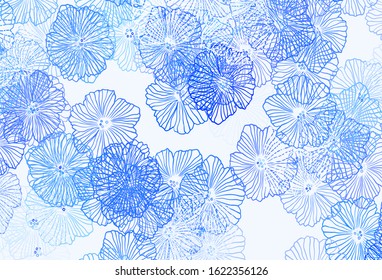 Light BLUE vector elegant pattern with leaves. Flowers in natural style on white background. New template for your brand book.