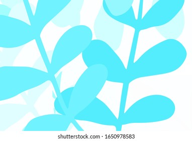 Light BLUE vector elegant pattern with leaves. Blurred decorative design in Indian style with leaves. New template for your brand book.