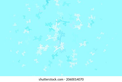 Light BLUE vector elegant pattern with branches. Illustration with doodles on abstract template. Pattern for wallpapers, coloring books.