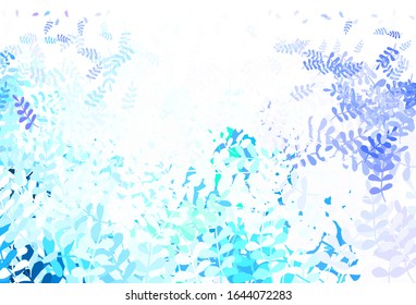 Light BLUE vector elegant template with leaves. Brand new colored illustration in blurry style with leaves. New design for your business.