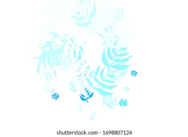 Light BLUE vector elegant template with leaves. New colorful illustration in doodle style with leaves. Brand new design for your business.