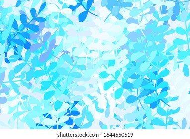 Papel de paredes elegante vectorial AZUL claro con hojas. Dibujo abstracto geométrico moderno con hojas. Patrón texturizado para sitios web, banners.