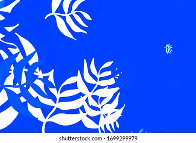 Light BLUE vector elegant wallpaper with leaves. Colorful illustration in doodle style with leaves. Hand painted design for web, wrapping.