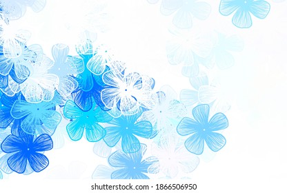 Papel de pared elegante vector claro AZUL con flores Ilustración colorida en estilo doodle con flores. Nuevo estilo para su diseño de negocio.