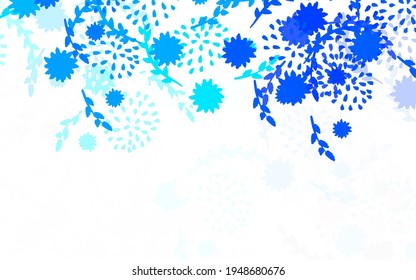 Light BLUE vector elegant wallpaper with flowers Flowers with gradient on white background. Brand new style for your business design.