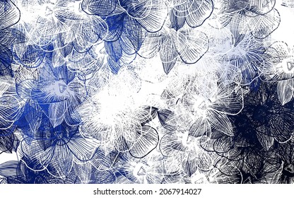Leichte BLAU, elegante Tapete mit Blumen. Eine elegante, helle Illustration mit Blumen. Doodle Design für Ihre Website.