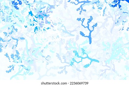 Light BLUE vector elegant wallpaper with leaves, branches. Leaves, branches in natural style on white background. Colorful pattern for kid's books.