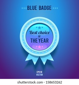 Light Blue Vector Glossy Badge