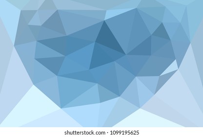 Light BLUE vector gradient triangles pattern with a heart in a centre. Colorful abstract illustration with triangles. Pattern for a brand book's backdrop.