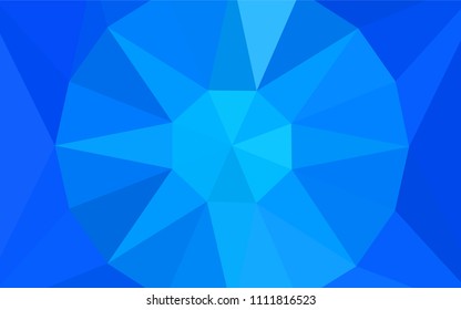 Light BLUE vector gradient triangles template with a gem in a centre. Polygonal illustration, which consists of triangles. Textured pattern for your backgrounds.