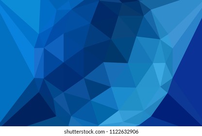 Light BLUE vector gradient triangles template with a gem in a centre. A sample with polygonal shapes. Triangular pattern for your design.