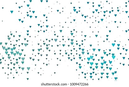 Light BLUE vector greeting Card Happy Valentine's Day. Pattern with isolated hearts on the white background. Colored illustration for your banner, website, advert.