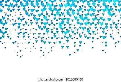 Light BLUE vector greeting Card Happy Valentine's Day. Pattern with isolated hearts on the white background. Colored illustration for your banner, website, advert.