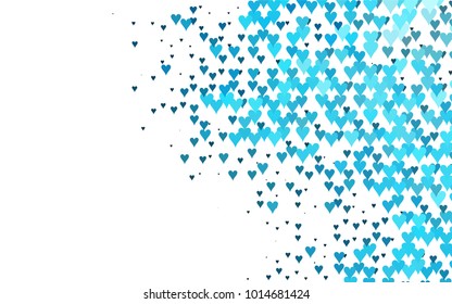 Light BLUE vector greeting Card Happy Valentine's Day. Pattern with isolated hearts on the white background. Colored illustration for your banner, website, advert.