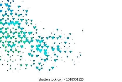 Light BLUE vector greeting Card Happy Valentine's Day. Pattern with isolated hearts on the white background. Colored illustration for your banner, website, advert.