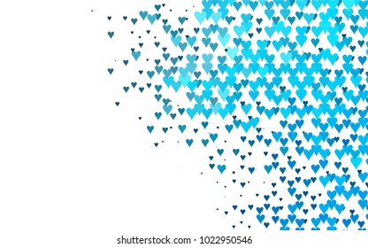 Light BLUE vector greeting Card Happy Valentine's Day. Pattern with isolated hearts on the white background. Colored illustration for your banner, website, advert.