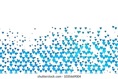 Light BLUE vector greeting Card Happy Valentine's Day. Pattern with isolated hearts on the white background. Colored illustration for your banner, website, advert.