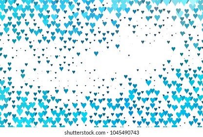 Light BLUE vector greeting Card Happy Valentine's Day. Pattern with isolated hearts on the white background. Colored illustration for your banner, website, advert.