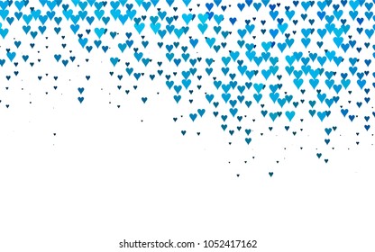 Light BLUE vector greeting Card Happy Valentine's Day. Pattern with isolated hearts on the white background. Colored illustration for your banner, website, advert.
