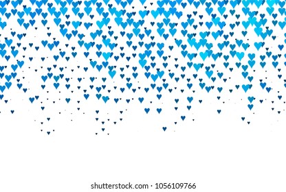 Light BLUE vector greeting Card Happy Valentine's Day. Pattern with isolated hearts on the white background. Colored illustration for your banner, website, advert.