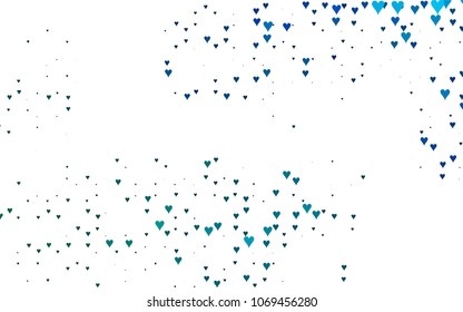 Light BLUE vector greeting Card Happy Valentine's Day. Pattern with isolated hearts on the white background. Colored illustration for your banner, website, advert.