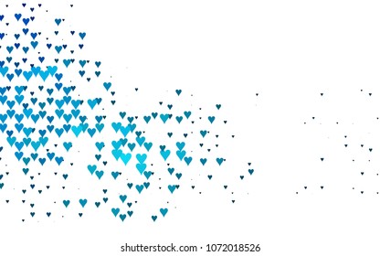 Light BLUE vector greeting Card Happy Valentine's Day. Pattern with isolated hearts on the white background. Colored illustration for your banner, website, advert.