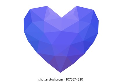 Light BLUE vector greeting Card Happy Valentine's Day. Lettering with hearts on the white polygonal background. Colored triangular illustration for your business.