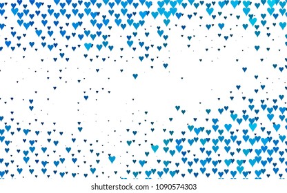 Light BLUE vector greeting Card Happy Valentine's Day. Pattern with isolated hearts on the white background. Colored illustration for your banner, website, advert.