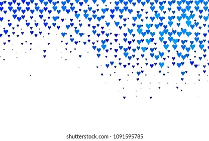 Light BLUE vector greeting Card Happy Valentine's Day. Pattern with isolated hearts on the white background. Colored illustration for your banner, website, advert.